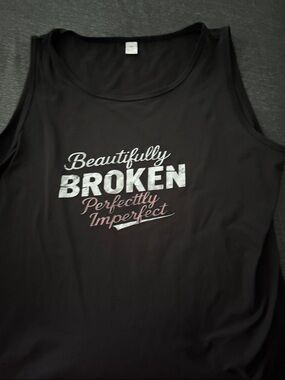 SHEIN Black Graphic 'Beautifully Broken' Tank Top